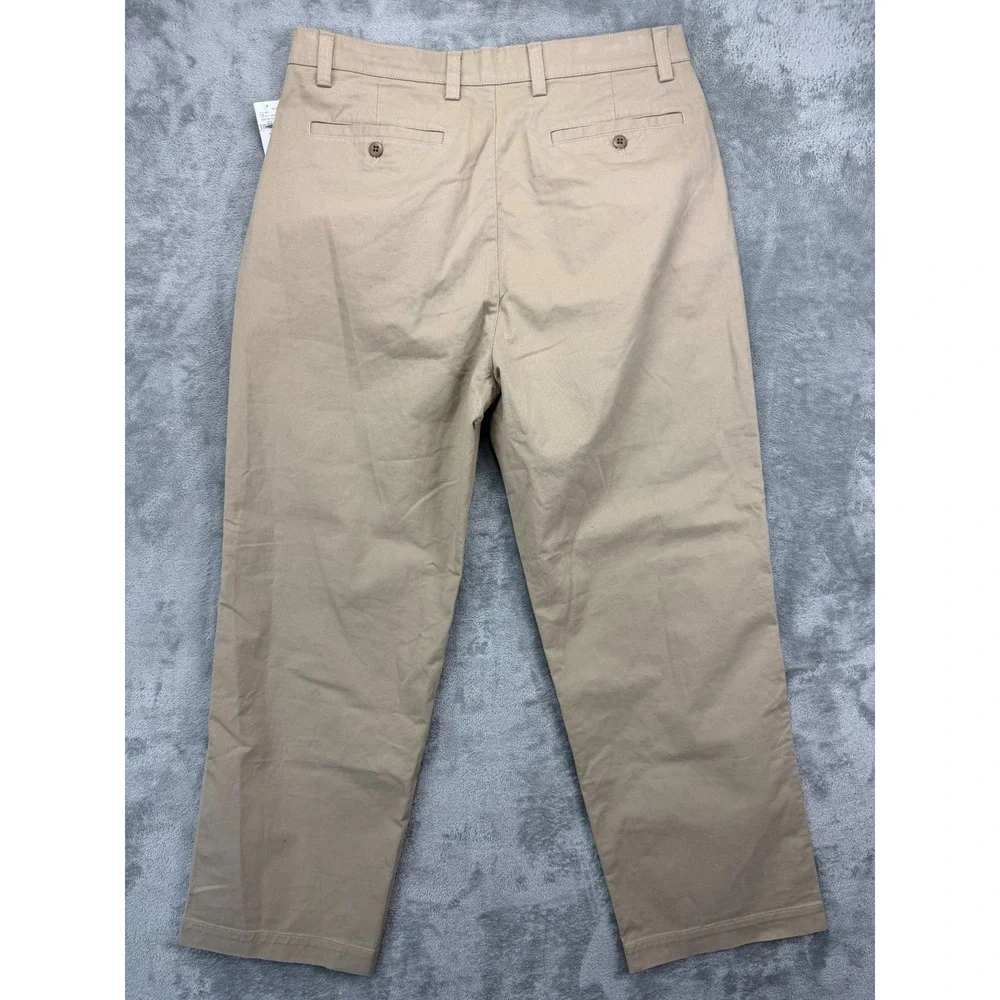 NWT Gap Men's Khakis Pants‎ 34x32 Beige Pleated Twill Tapered Leg Cotton